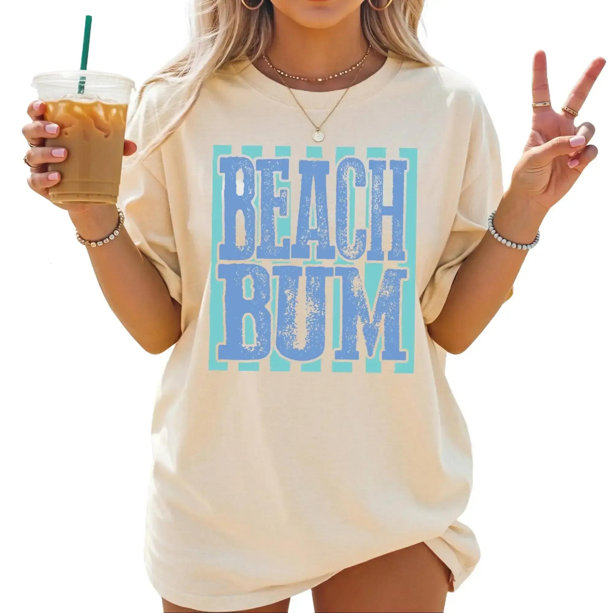 Comfort Colors Beach Bum Retro Distressed Graphic Tee, Women’s Preppy Summer Beach Aesthetic Oversized T-Shirt, Trendy Vacation Top, Casual Streetwear Gift For Her #BeachBum #BeachVibes #SummerVibes