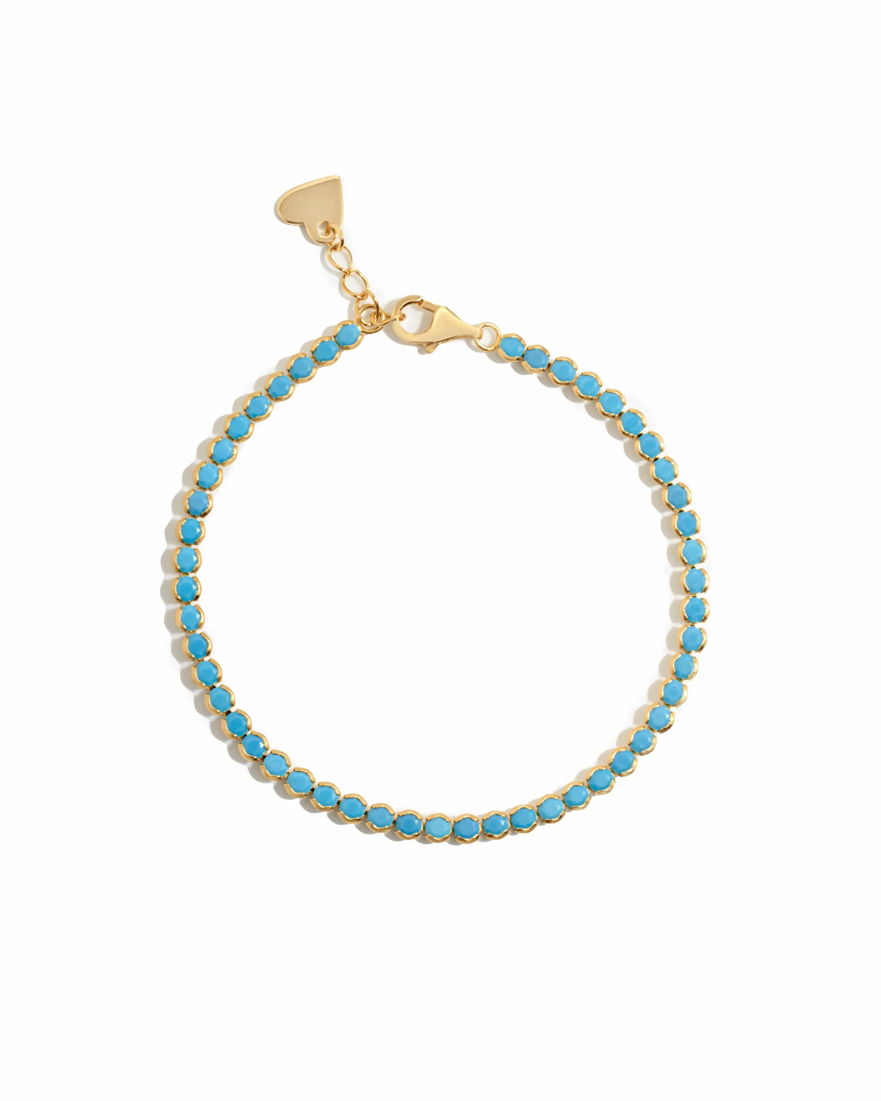 Sami Jewels 3mm Turquoise Tennis Bracelet for Women, 925 Sterling Silver Plated with 14k Gold, 5.5" - 10" Lengths + .5" Extension Chain, Lobster Clasp Closure, Hypoallergenic and Nickel-free, Turquoise Jewelry, Ideal for Everyday Wear