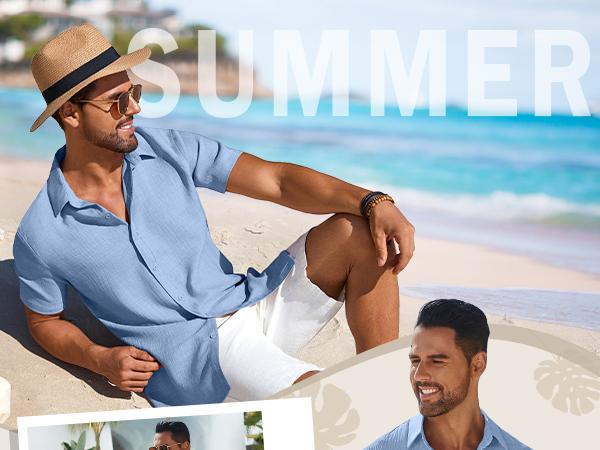 COOFANDY Men's Casual Button Down Shirts Short Sleeve Textured Summer Beach Shirt COOFANDY Men's Casual Button Down Shirts Short Sleeve Textured Summer Beach Shirt