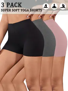 Women's 3-Pack Biker Shorts, Super Soft No-See-Through Fabric, Ideal for Workouts & Yoga, Summer Activewear, Comfortable Fit, Stretch Knit Shorts, Sports Yoga Shorts