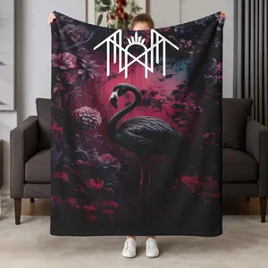 Sleep Token Theme Blanket, Soft Warm Flannel Material, HD Digital Print Design, Floral Print Blanket, All-Season Home Decor, Outdoor Camping, Sofa Leisure, Bedroom Cover