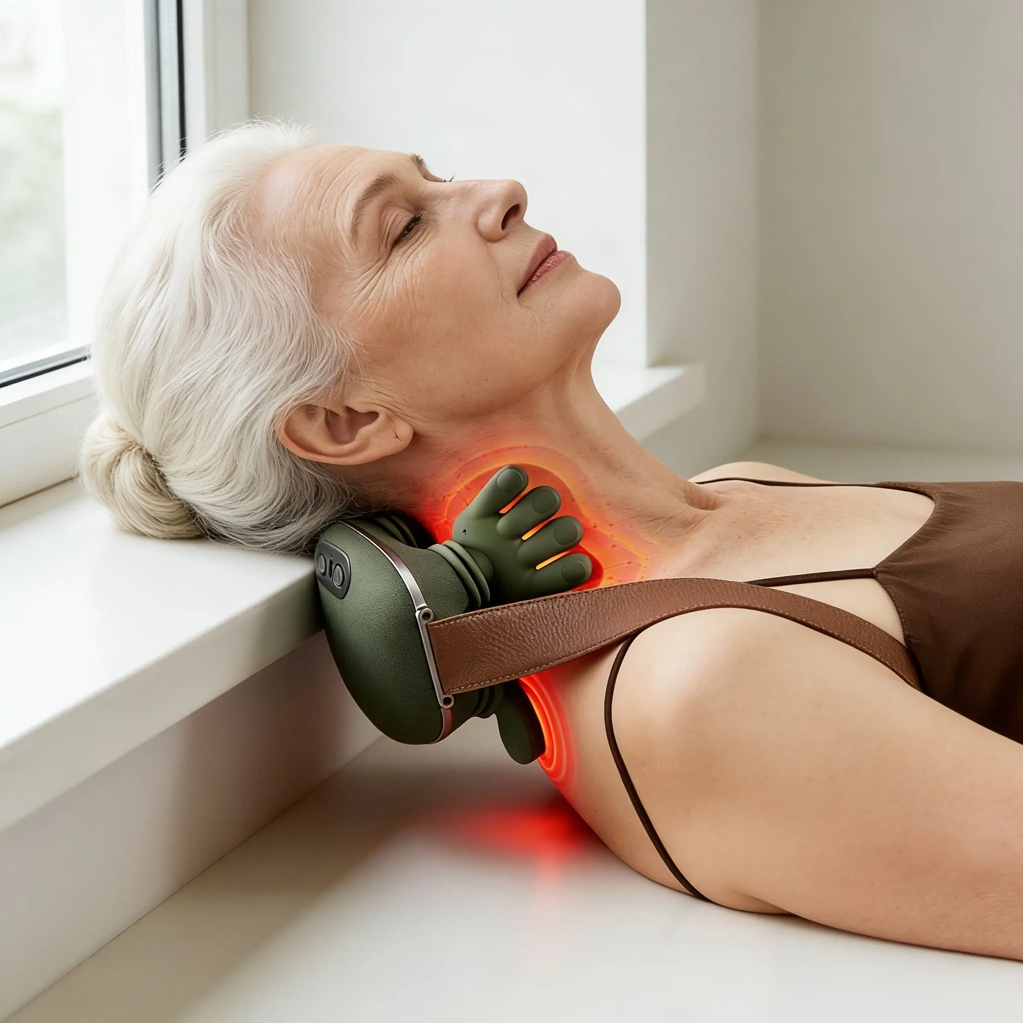 Deep Kneading Neck Shoulder Relaxer - Upgraded Brushless Motor Ultra-Quiet Electric Deep Tissue Muscle Massager, Multi-Site Physiotherapy, Compact Cordless Body-Safe Handheld Massage Device for Home Office Use, Deep Tissue Muscle Massagers