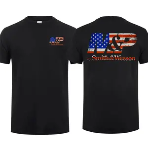 Smith & Wesson America Flag T-Shirt, Unisex Short Sleeve Casual 100% Cotton, Top Menswear, Gift for Independence Day