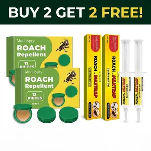 Buy 2 Get 2 Free, Cockroach Gel Bait Roach Killer, Indoor Outdoor Pest Control for German & American Roaches with Plunger & Precision Tip