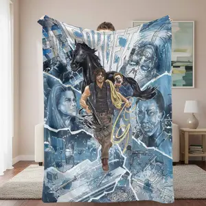 Walking Dead Flannel Blanket， Daryl Dixon & Zombie Print， Super Soft， Lightweight， Warm， Cozy， AntiPilling， FadeResistant， Versatile for Sofa， Bedroom， Travel， Camping， Gifts for Friends， Family， or Loved Ones on Birthdays or Holidays.
