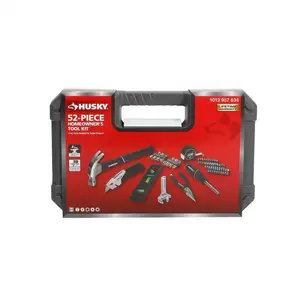 Husky 52-Piece Homeowner's Tool Kit with Fiberglass Claw Hammer, Torpedo Level, Adjustable Wrench & More Comprehensive Set for Household Repairs