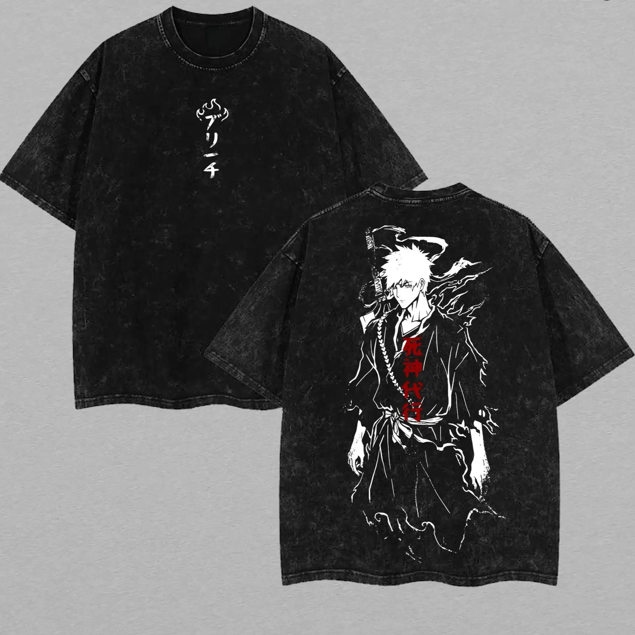 Ichigo Kurosaki Washed Tee – Bleach Oversized Anime Shirt, Heavy Cotton T-shirt Apparel Soft,funny graphic tee,good graphic tees,vintage shirts,outdoor casual men, oversized streetwear tee,graphic t shirt deals,everyday tshirt,men's summer t shirts