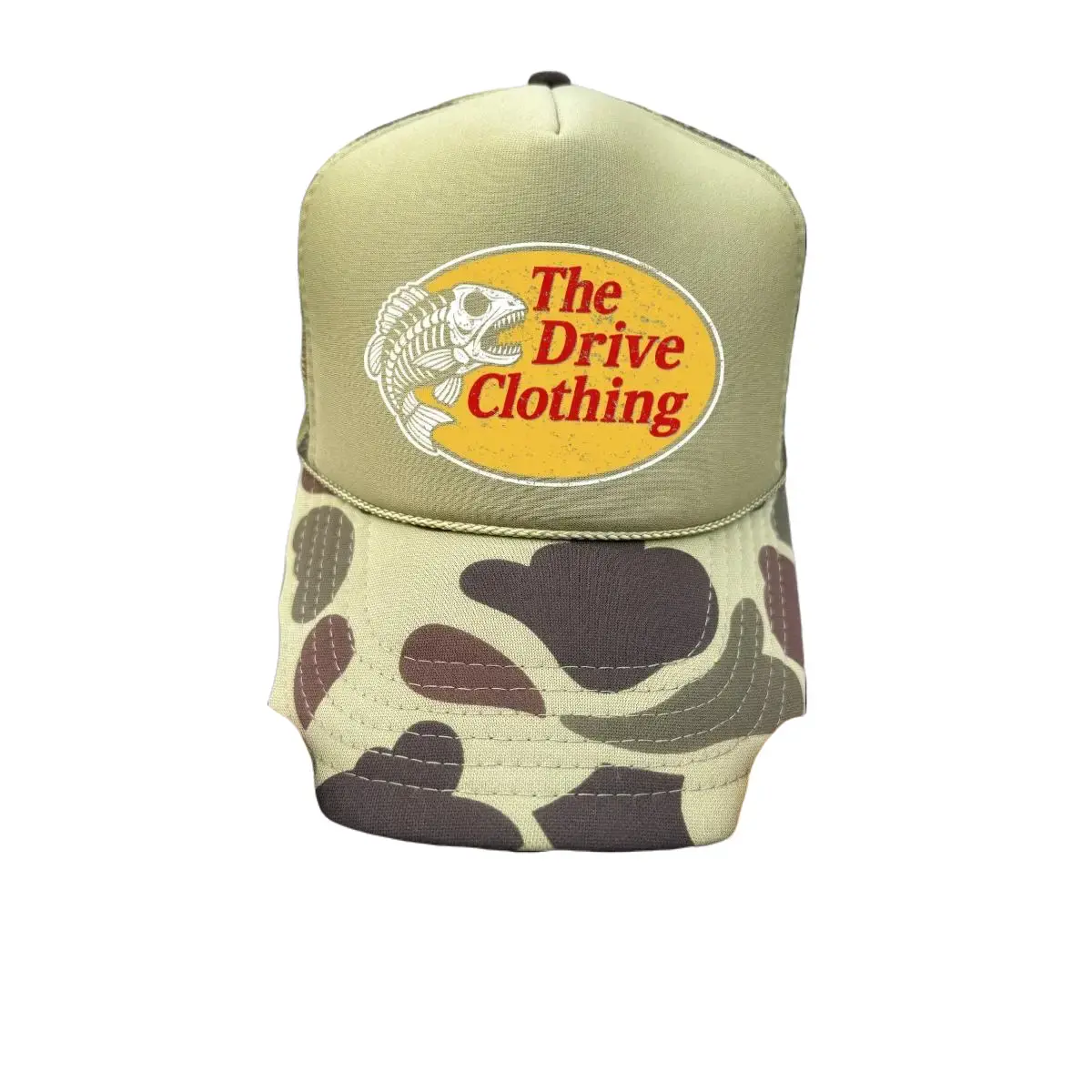TheDriveClothing TDC Pro Foam Curved Bill Sand Camo Hat – Stylish Sand Camo with Black Print, Snapback, and Mesh Backing