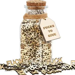 Christmas Gift Funny 'Jar of Fucks' Gag Gift - 5oz Fucks to Give Jar, Wooden Letter Cutouts, Humorous Gift for Friends, Birthday, Holiday, Christmas, Valentine’s Day, Anniversary Encouragement