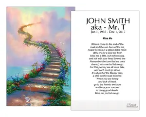 Personalized Memorial Prayer Cards FPC1009EN 2.5" x 4.25" High-Quality Satin Card Stock Optional Lamination for Wake Services Customizable with Name and Optional Lamination for Durability