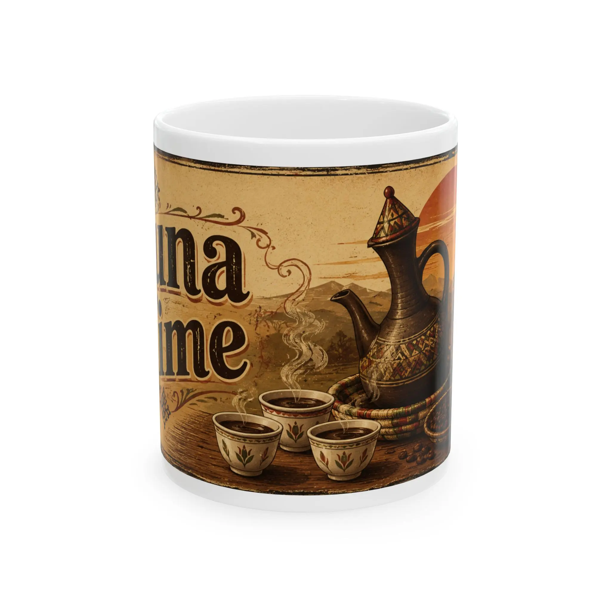 Arabic Coffee Dallah Illustration Mug | Arabic Coffee Ceremony Ceramic Mug
