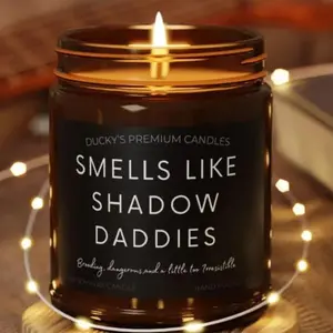 Smells Like Shadow Daddies Candle, Amber Jar Soy Candle in 4oz & 9oz Sizes Fantasy Lover Gift Shadow Daddy Fantasy Book candle Merch Roman