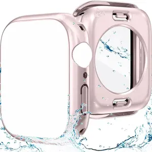 2 In 1 Anti-fall Waterproof Watch Case, 360 All-Around Ultra-thin Tempered Glass Screen Protector, Smart Watch Accessories, Compatible With iWatch Series Ultra2/Ultra/SE/9/8/7/6/5/4, Watch Screen Cover, Protection