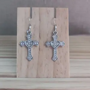 Cross Earrings - Silver Plated Hypoallergenic with Rhinestones & Heart Design for All Ages - Perfect for Any Occasion