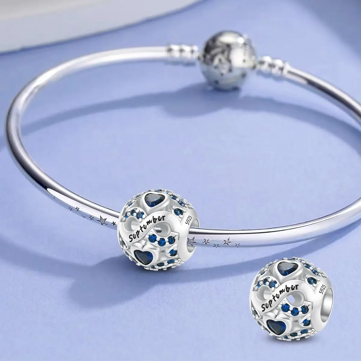 Women's 925 Sterling Silver Birthstone Charms with 4.5mm–5mm Hole, 5A Cubic Zirconia, Fit for Bracelets & Necklaces, Ideal Gifts for Adults for Anniversary, Birthday, Graduations, Anniversary Gifts, 4.5-5Mm, European-Style