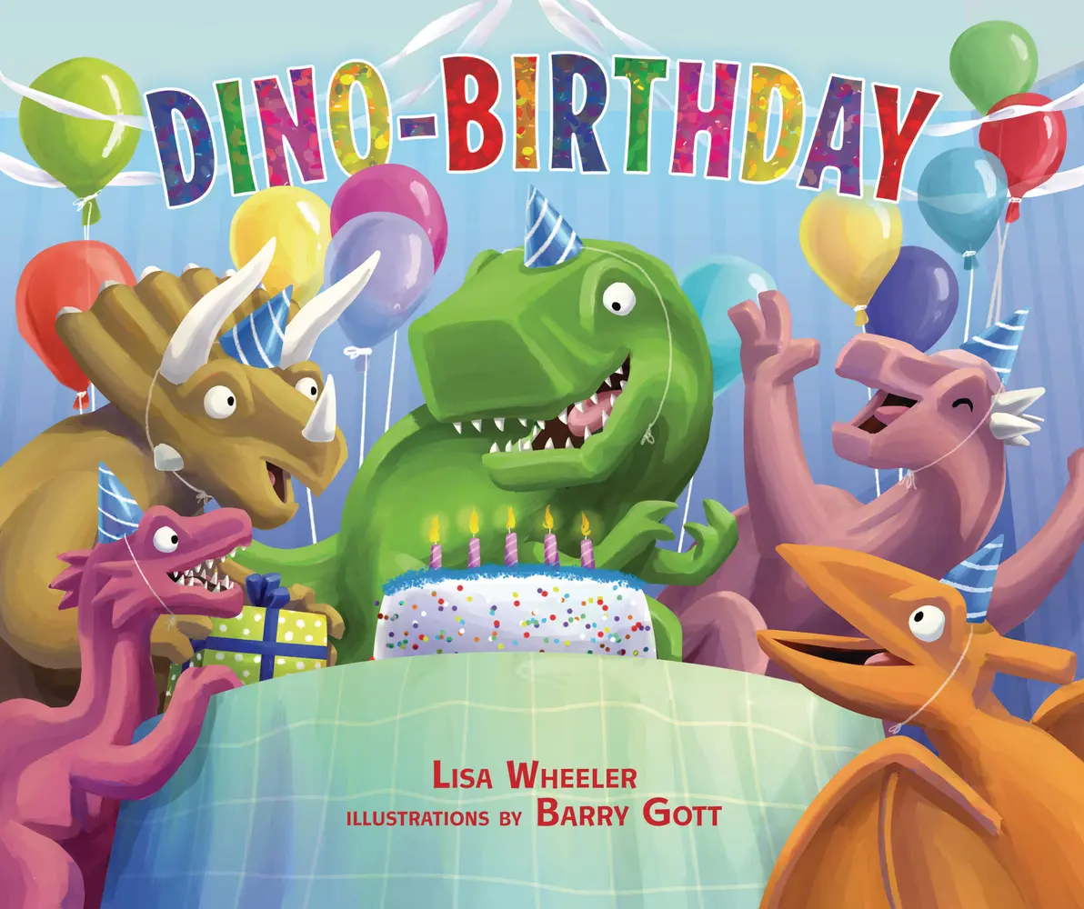 Used Children's Dinosaur Book - Lisa Wheeler's Hardcover with Action-Packed Illustrations, Rhyming Verse, 4 Dino Birthday Parties Theme (Educational School & Office Stationery Supply)