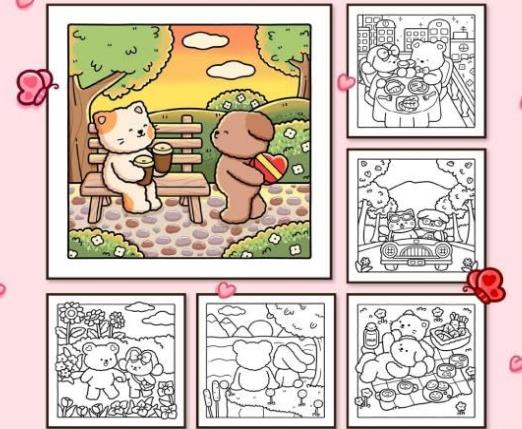 Fuzzy In Love Coloring Book for Adults and Teens Featuring Little Fuzzy Animals in Love Moments and Cozy Activities, Cute Designs for Relaxation and Chill