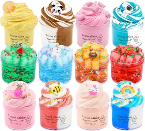 Summer Spring Gift 12 Pack Slime Kit - with 4 Jelly Cube Crunchy Slime, 4 Cloud Slime and 4 Butter Slime, Soft & Non-Sticky- Toys for Girls and Boys - Arty Favor, Stress Relief Toy, Classroom Reward