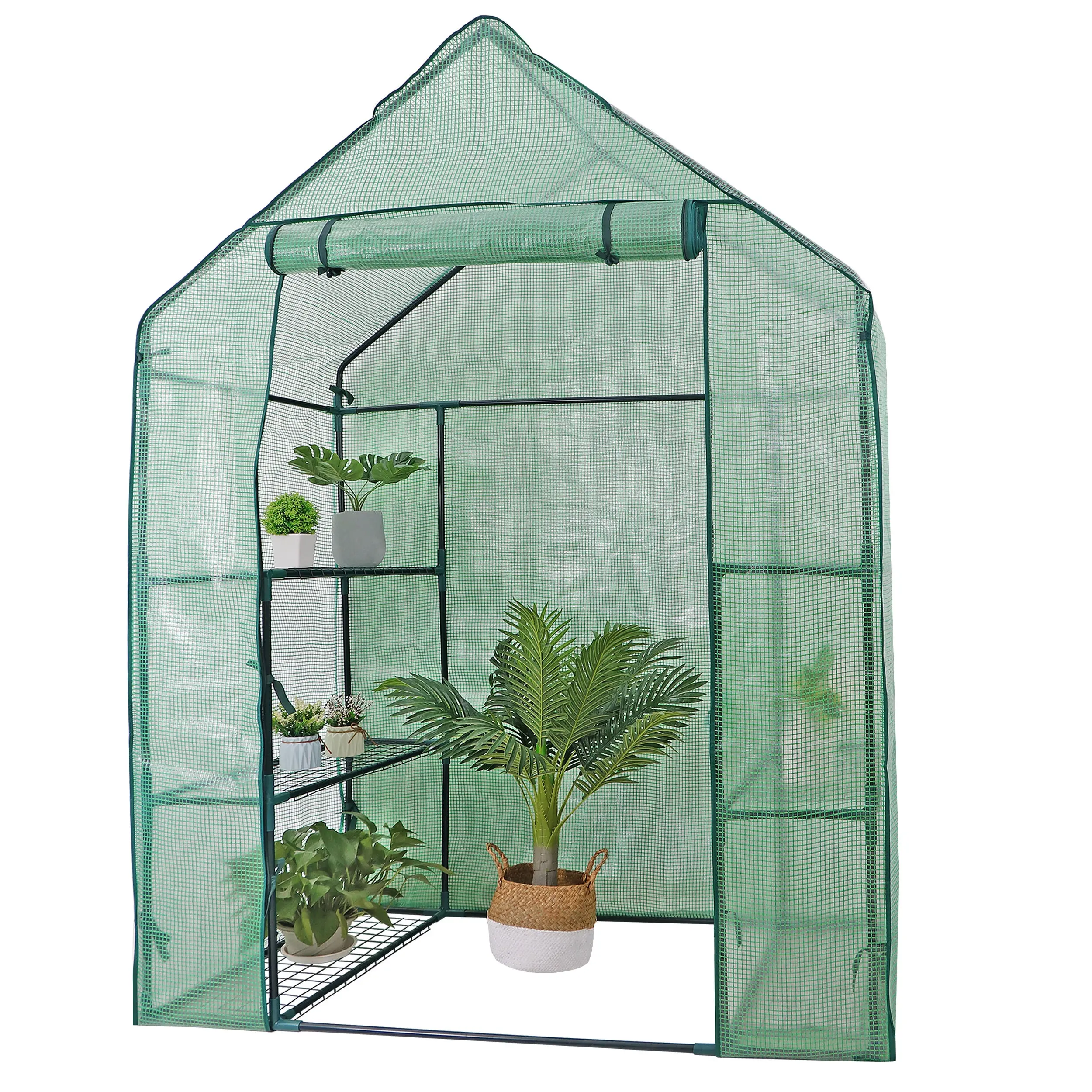 Zeny 3-Tier 6-Shelf Mini Walk-in Greenhouse, Indoor-Outdoor Portable Garden Canopy with Roll-up Zipper Entry Door, Home Plant Growing Kit,summerwins