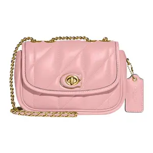 Coach Pillow 20 Quilted Satchel with Twist Lock Closure in Nappa Leather, Medium Crossbody Bag for Women, Pink