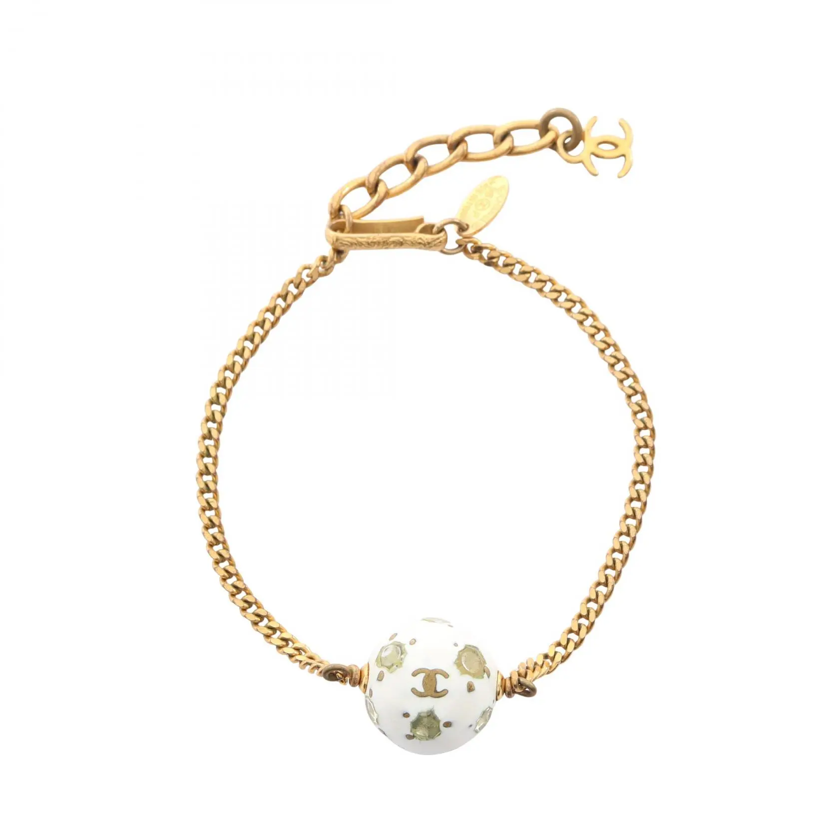 Pre-owned CHANEL Gold-plated Small Leather Goods Coco Mark Ball Bracelet