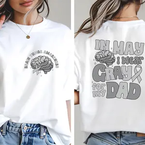 Brain Cancer Awareness Shirt: We Wear Gray Ribbon, Survivor Gift, Brain tumor Awareness Shirt, Gray Ribbon Shirt, Family Cancer Support Tee