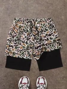 Men's Camo Print Drawstring Waist Shorts, Regular Fit Casual Pocket Elastic Waist Shorts for Summer, Men's Bottoms for Daily Wear, Camouflage Shorts