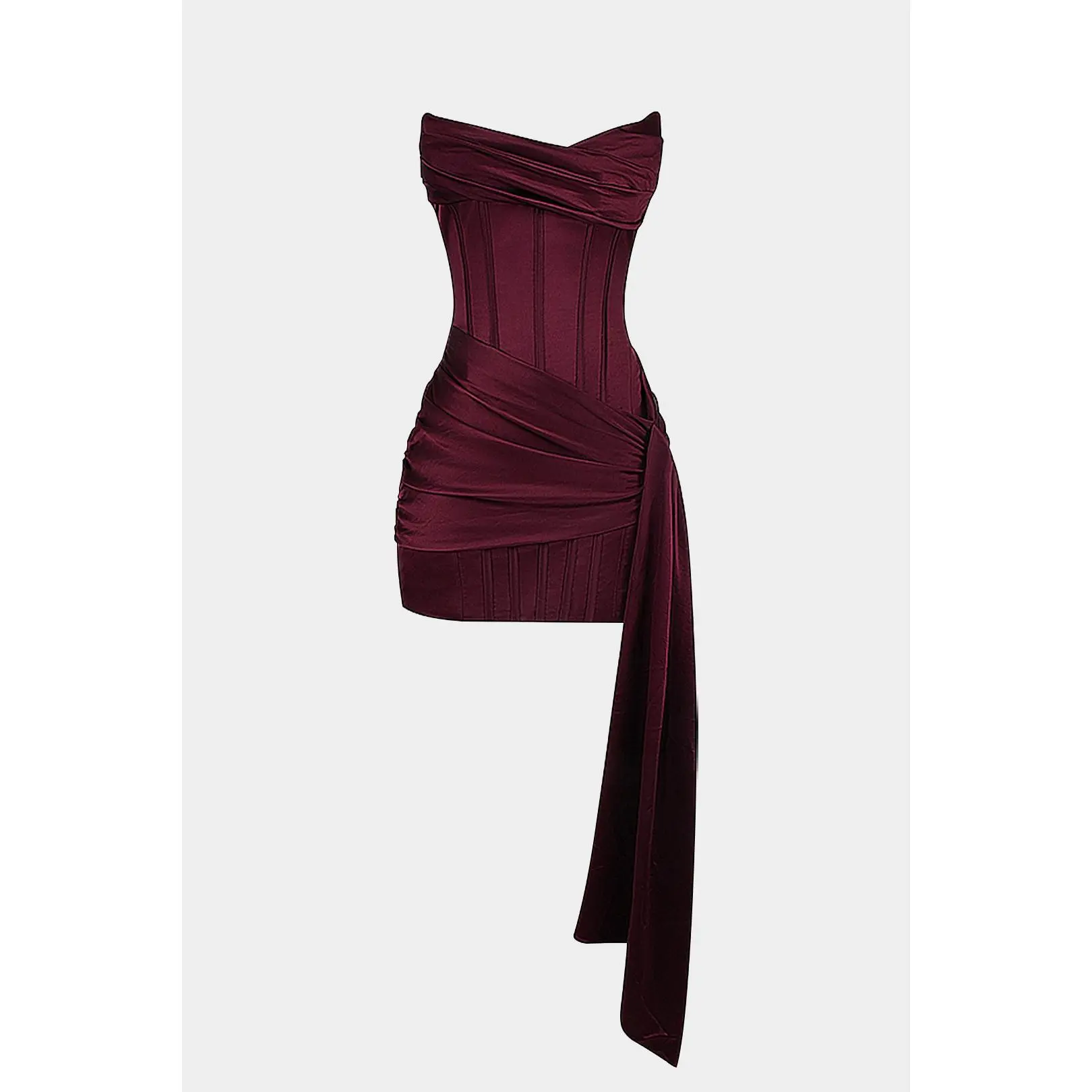 Satin Asymmetrical Sleeveless Mini Dress