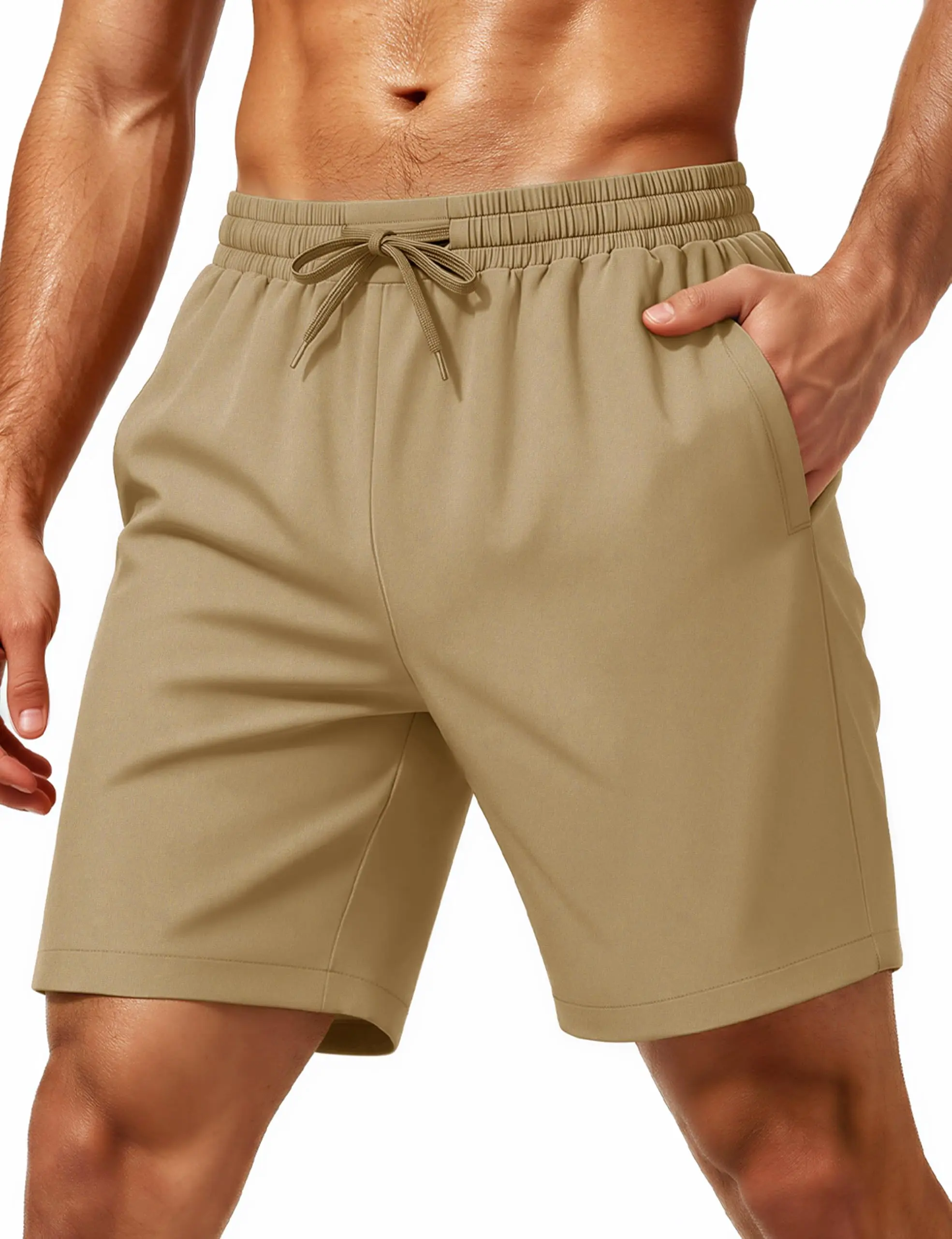 Male 7 in Athletic Running Shorts, Quick Dry Polyester Blend Workout Gear, Deep Pockets for Gym Basketball Sports