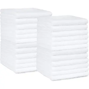 face Towels for bathroom, 100% Cotton Extra Absorbent washcloth, Fast Drying - salon towel - 24 Pack Ice Blue (12 x 12 inches)