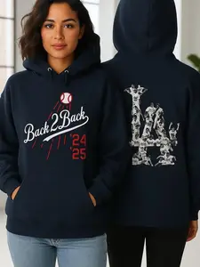 Dodger Back to Back Champions Hoodie, LA Baseball 2024–2025 Sweatshirt, Vintage Sports Graphic Pullover, Retro Sport Team Gift For Fans