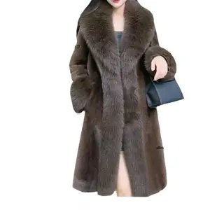 Women's Plus Size Slim Fit Long Coat Winter New Fabric Faux Leather