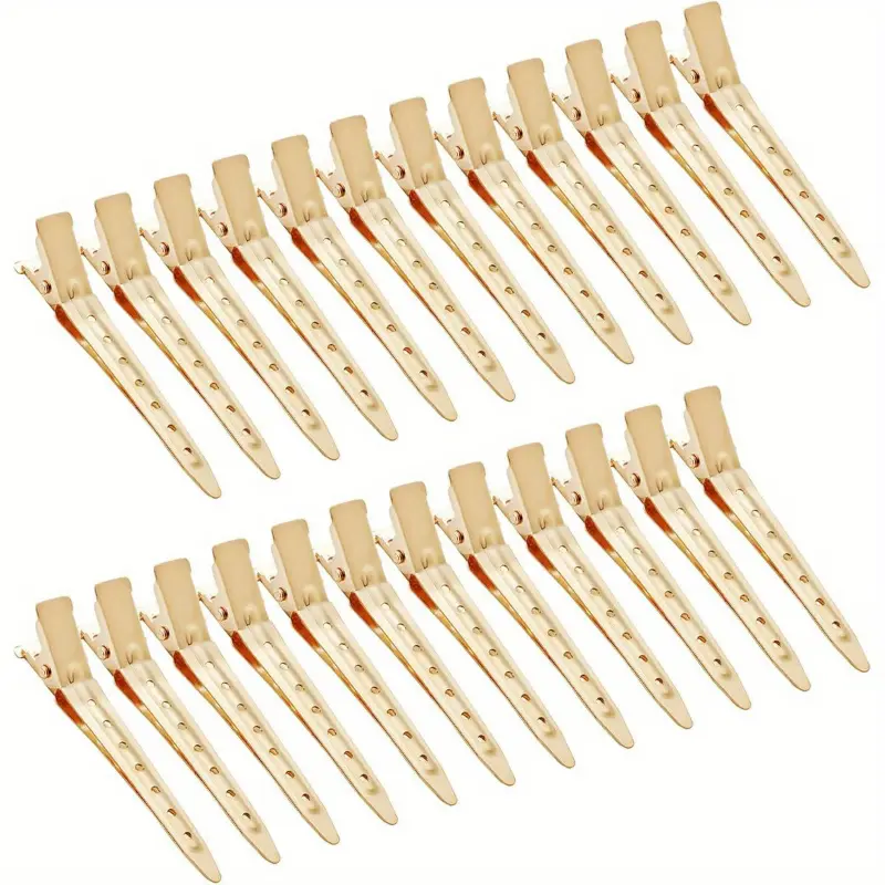 Bantoye 24-Pack Golden Rustproof Metal Duckbill Clips (2.75" Size, 7cm*9mm, Hole Pattern) - Unisex Casual Daily Alligator Hair Clips for Styling, Coloring, Suitable for 13+ (2.75 inch Pack of 24)