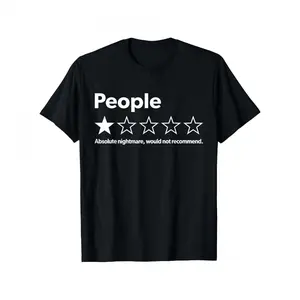 Unisex-Adults T-Shirt - Black,  Short Sleeve - Funny Review People One Star: Absolute  Would , Suitable for Mens & Womens Outdoor T-Shirt,