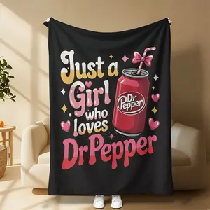Countdown Sale! Dr. Pepper Sweet Cool Girl American Style Flannel Slogan Print Blanket,weighted blanket，homegoods，Vintage Warm Decorative Throw, Suitable for all four seasons Perfect Gift for Friends and Family