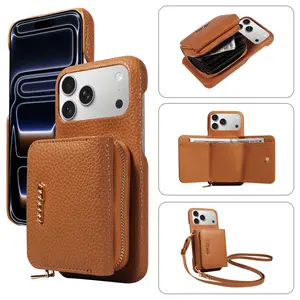 Litchi pattern phone case is suitable for Apple iPhone 17 Promax wallet case with flap and snap closure. This is the new 17 Pro model. Custom Monogram Pink Striped Phone Case phone privacy shield