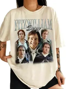 Retro Fitzwilliam Darcy T-Shirt, Fitzwilliam Darcy Tshirt, Mr Darcy Shirt, Pride and Prejudice Shirt.Shirts women,vintage graphic tees.Full size full color