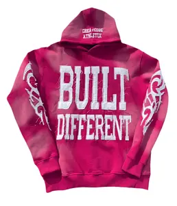Built Different Hoodie “Pink”   Embroidered Menswear