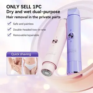 Women's razor, 2-in-1 women's electric shaver, Painless Precision Shaver, double-headed women's bikini trimmer, easy to carry, suitable for bikini, armpit, leg and facial hair removal, ideal Valentine's Day gift body epilator