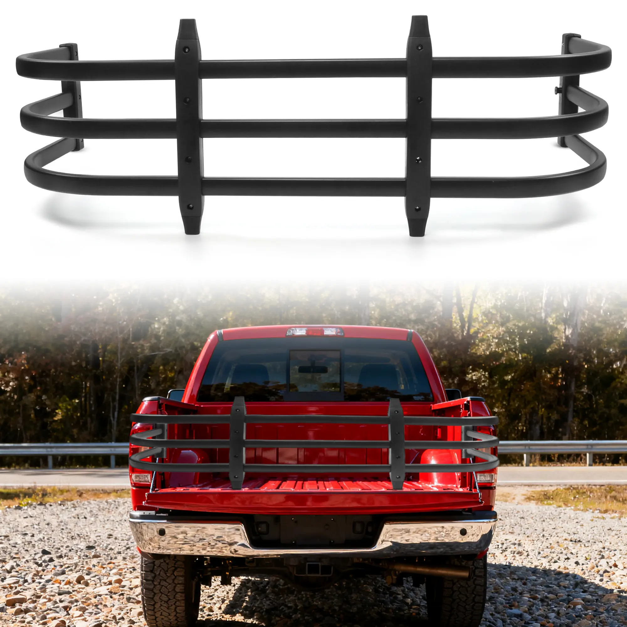 MONOKING Truck Bed Extender 49"-61" Adjustable, Pickup Truck Tailgate Cargo Extender, 180° Flip U-Shaped Bed Extension Rack, Lightweight 6063 T-6 Aluminum, Fits Tacoma Colorado Ranger Maverick Gladiator Frontier Santa Cruz