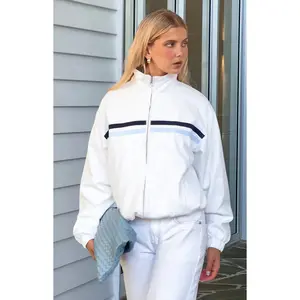 Kalana Cream Contrast Stripe Funnel Neck Jacket