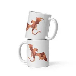 Sandstone Dragon Silhouette Ceramic Mug 11 oz Fantasy Coffee Cup Dishwasher Microwave Safe Reusable Beverage Drinkware Tumbler Reuse