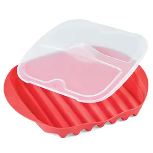 Microwave Bacon Maker with Lid - Standalone Compact Round Design, Non-Stick Bacon Tray & Dome Cover, Even Heating for Homemade Bacon, Sausages, Reusable Microwave Cooker (No Frying Oil/Spray) - Easy Cleanup