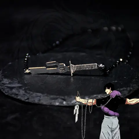 Unisex Gothic Alloy Chain Bracelet - 12.6" Length, Anime-Inspired Knife Pendant, Metal-Coated, High Quality Fashionable Gothic Chain Style Accessory for Gamers, Durable Men's Everyday Wear Costume Jewelry