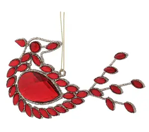 6.5" Jeweled Cardinal Ornament Set of 2 by Valerie