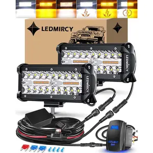 LEDMIRCY 7-Inch LED Light Bar – 6 Modes, Waterproof Multi-Mode LED Light Bar, White & Amber Strobe Lights, Off-Road, Fog Lights for Trucks, Boats, ATVs, Jeeps, SUVs
