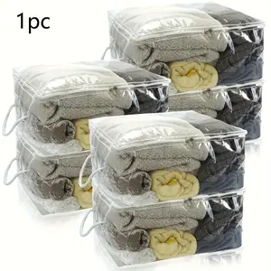 RIKOOI Transparent PVC Storage Bags in Various Sizes, with Zipper and Handles - Multipurpose Square Storage Bags, Suitable for Quilts, Bedding, Blankets, and Pillows - Dustproof Wardrobe and Under-Bed Containers, Suitable for Home and Dorm
