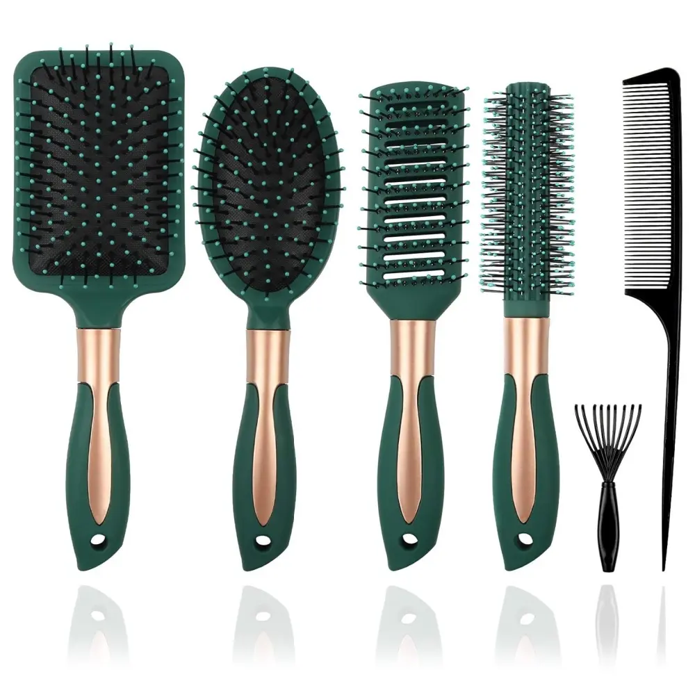 6 pcs Paddle Hair Brush Comb Set Wet Hair Brushesfor Men and Women Wet, Dry, Curly and Straight Hair