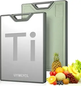 Titanium Cutting Board for Kitchen, Extra-Thick Double Sided Non-Toxic, Titanium & Wheat Straw PP, Food-Grade Chopping Board, Easy to Clean, Large 16"x11"