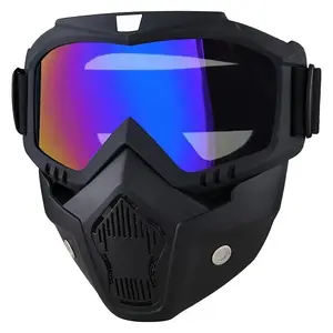Anti Fog Full Face Goggles HD Protective Lens with Adjustable Detachable Face Cover Soft Foam Padding for Skiing Cycling Outdoor Sports
